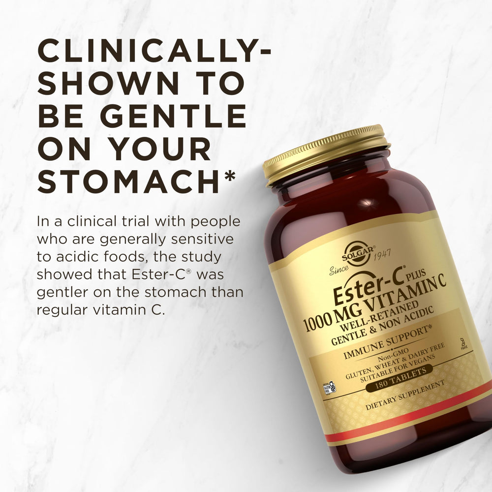 Solgar Ester-C Plus 1000mg gluten-free icon on packaging