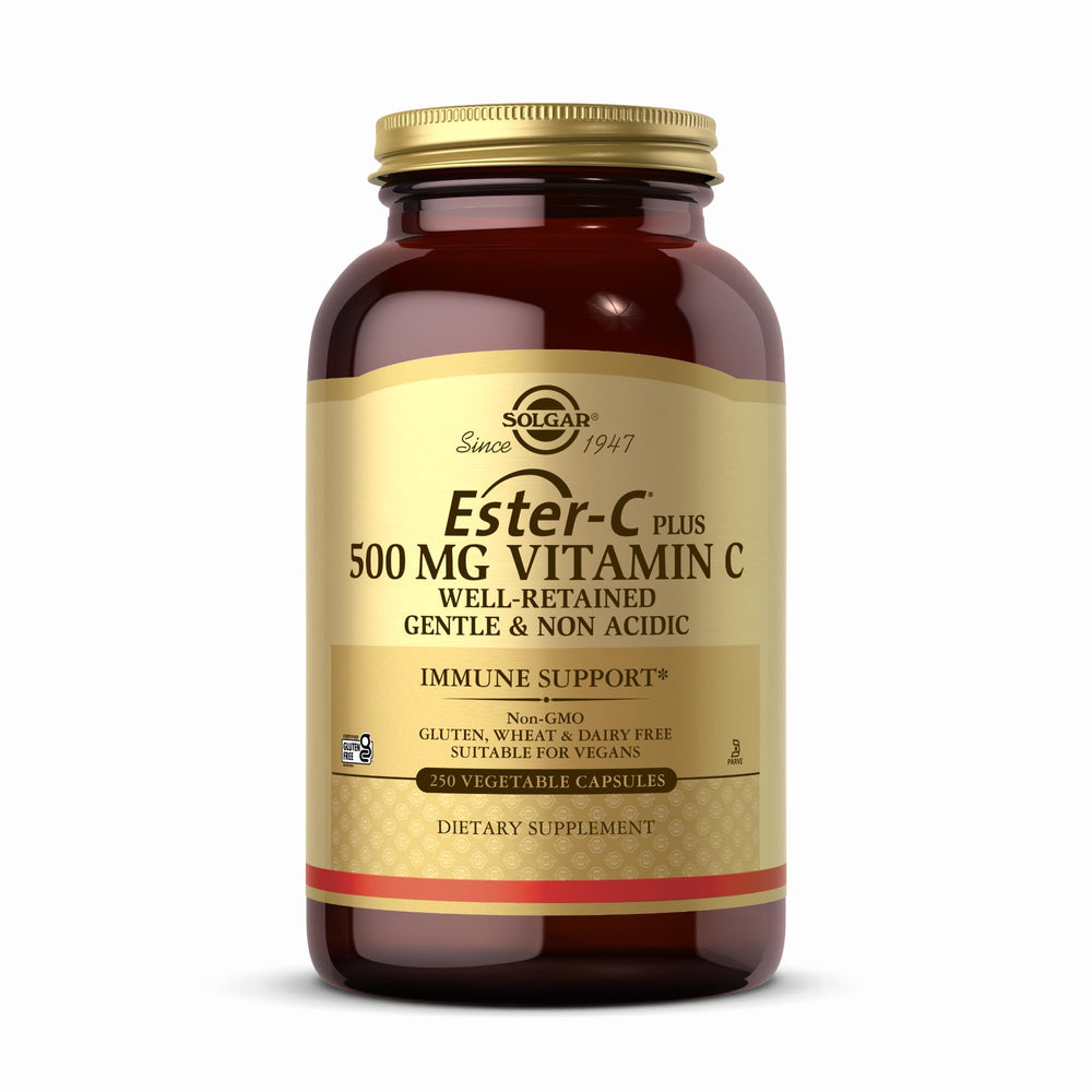 Solgar Ester-C Plus bottle showing gentle, non-acidic vitamin C for daily support