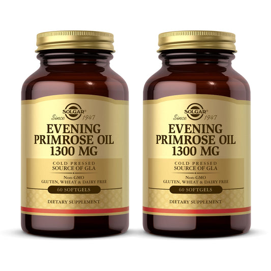 Solgar Evening Primrose Oil bottle with capsules for skin support