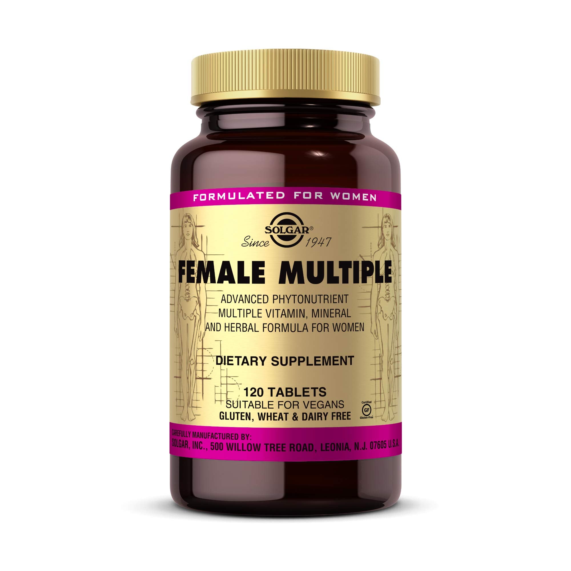 Solgar Female Multiple bottle front view for daily wellness