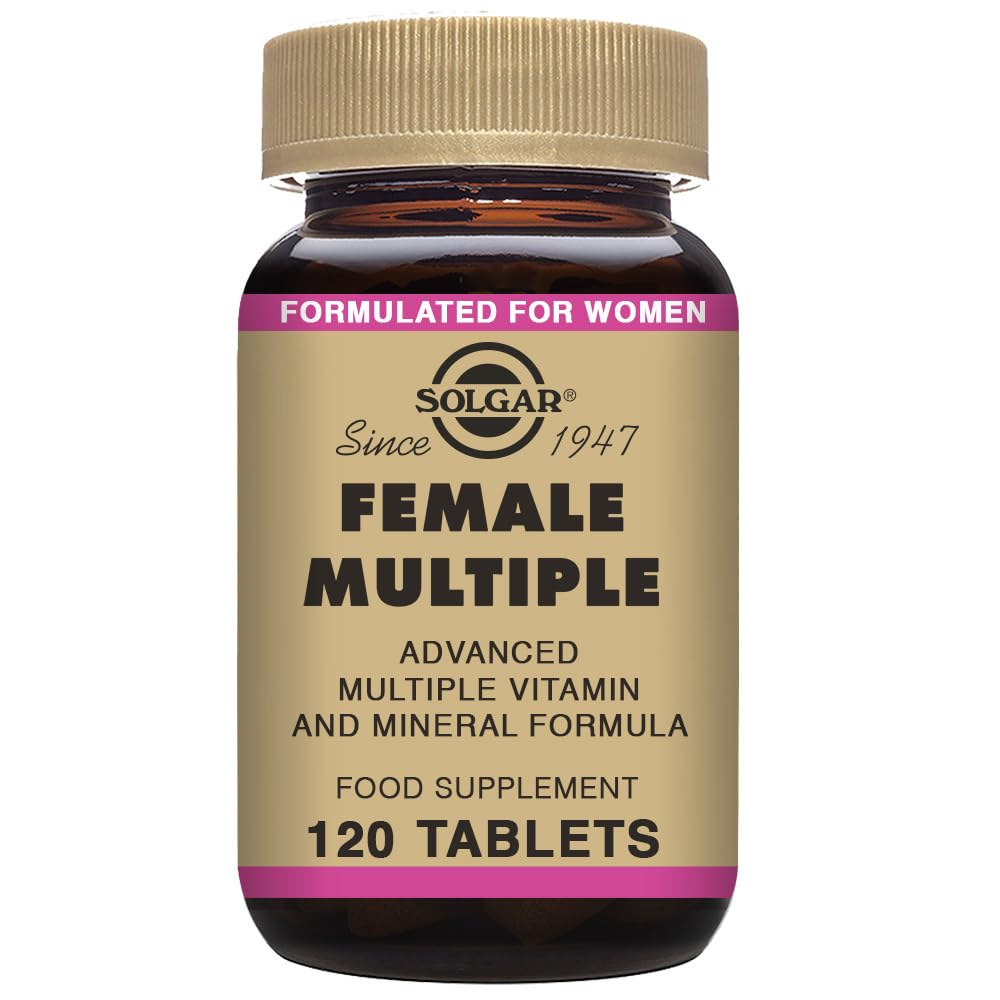 Solgar Female Multiple tablets on table for travel-friendly use
