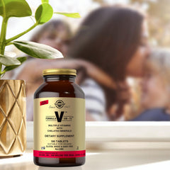 Solgar Formula VM-75 bottle shown in a daily wellness routine.