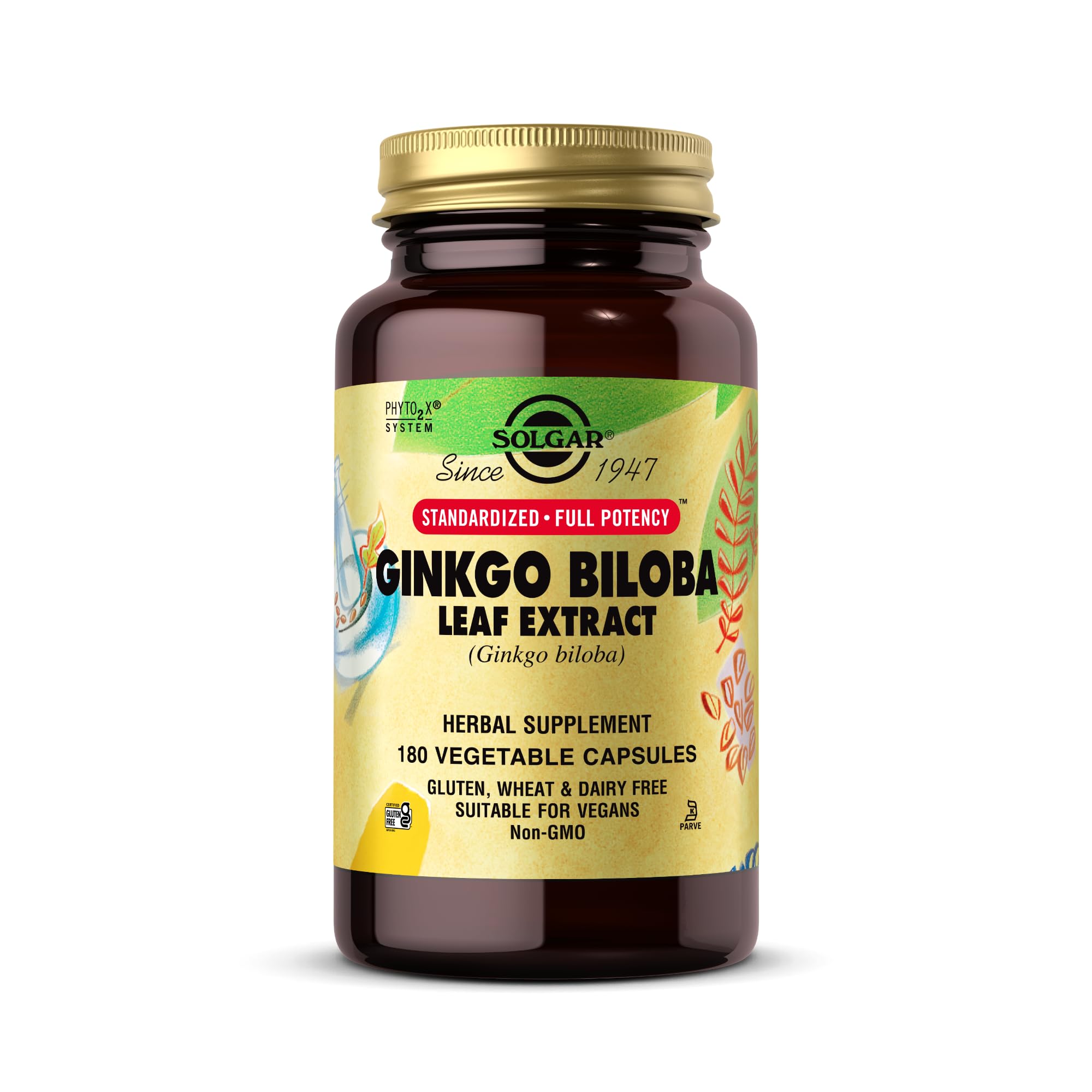 Solgar Ginkgo Biloba bottle for daily standardized supplement routine.