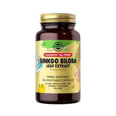 Solgar Ginkgo Biloba Leaf Extract capsules for daily cognitive support.