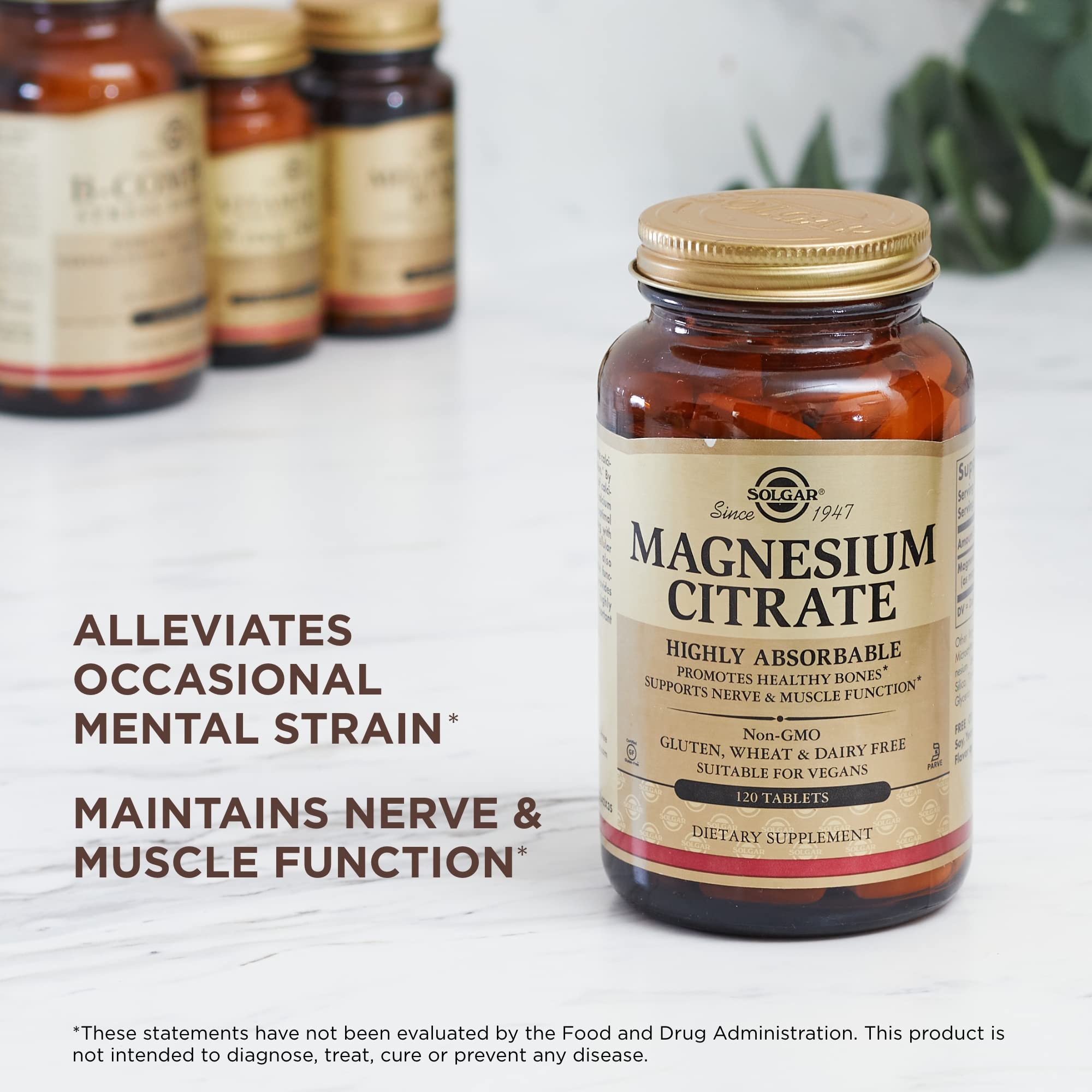 Solgar Magnesium Citrate tablets in blister packaging for on-the-go use.