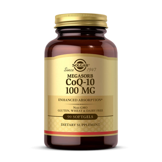 Solgar Megasorb CoQ-10 100 mg bottle for daily heart support