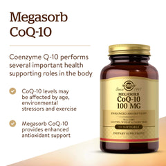 Pouring Solgar Megasorb CoQ-10 bottle for easy daily routine
