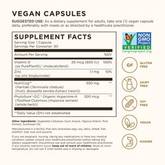 Solgar Memory Support bottle label close-up highlighting key ingredients.