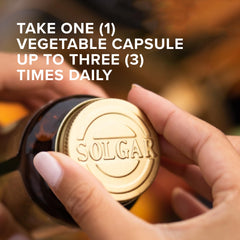 Solgar Milk Thistle bottle side view highlights veggie capsule format