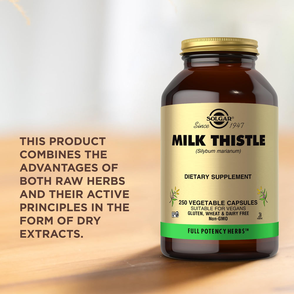 Solgar Milk Thistle serving size information for vegetarian capsules