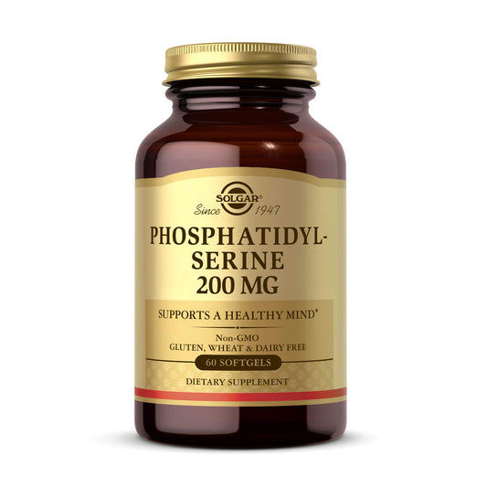 Solgar Phosphatidylserine 200 mg bottle front view for daily cognitive support.