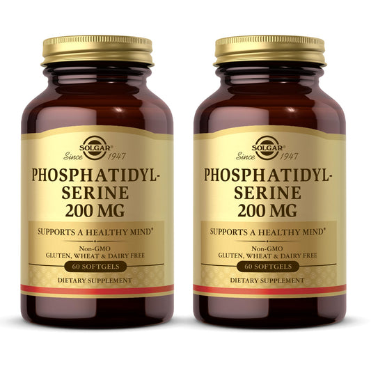 Solgar Phosphatidylserine 200 mg softgels bottle supports daily memory and focus.