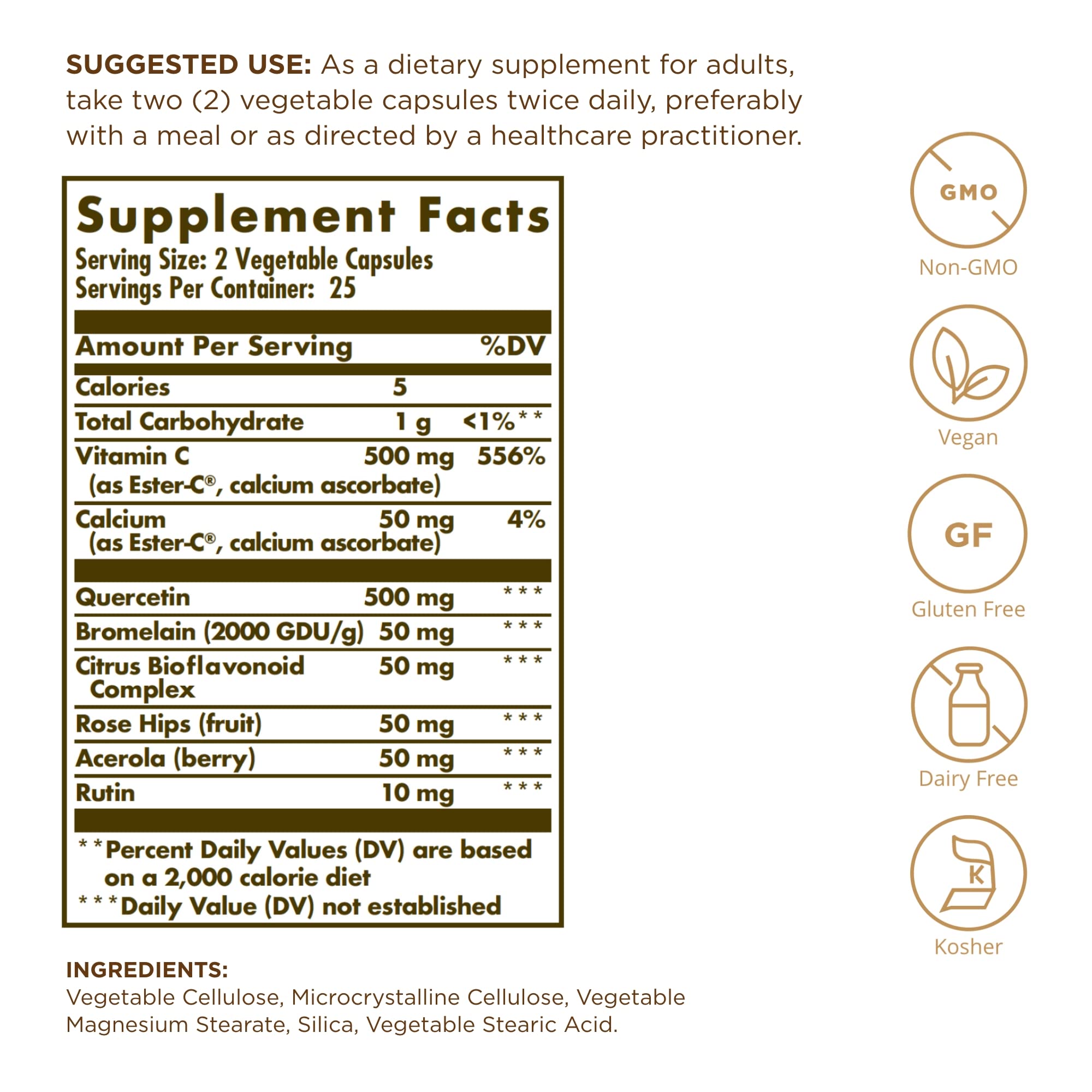 Close-up of Solgar Quercetin Complex capsules for easy daily use