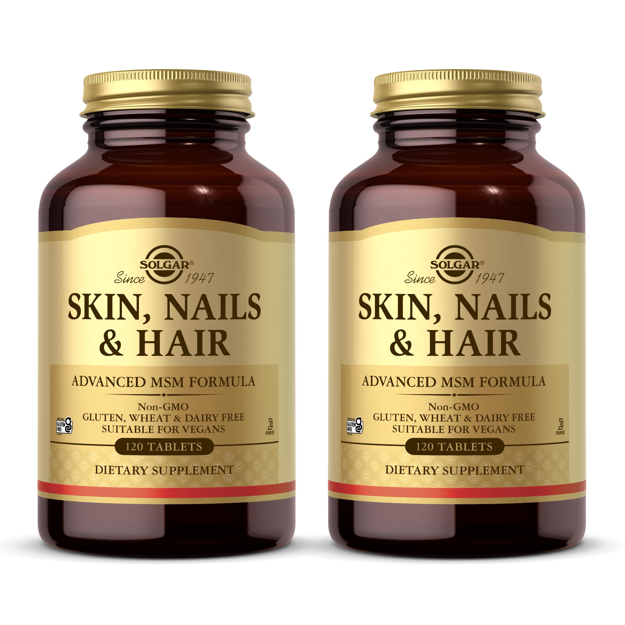 Solgar Skin, Nails & Hair bottle front for daily skin support.