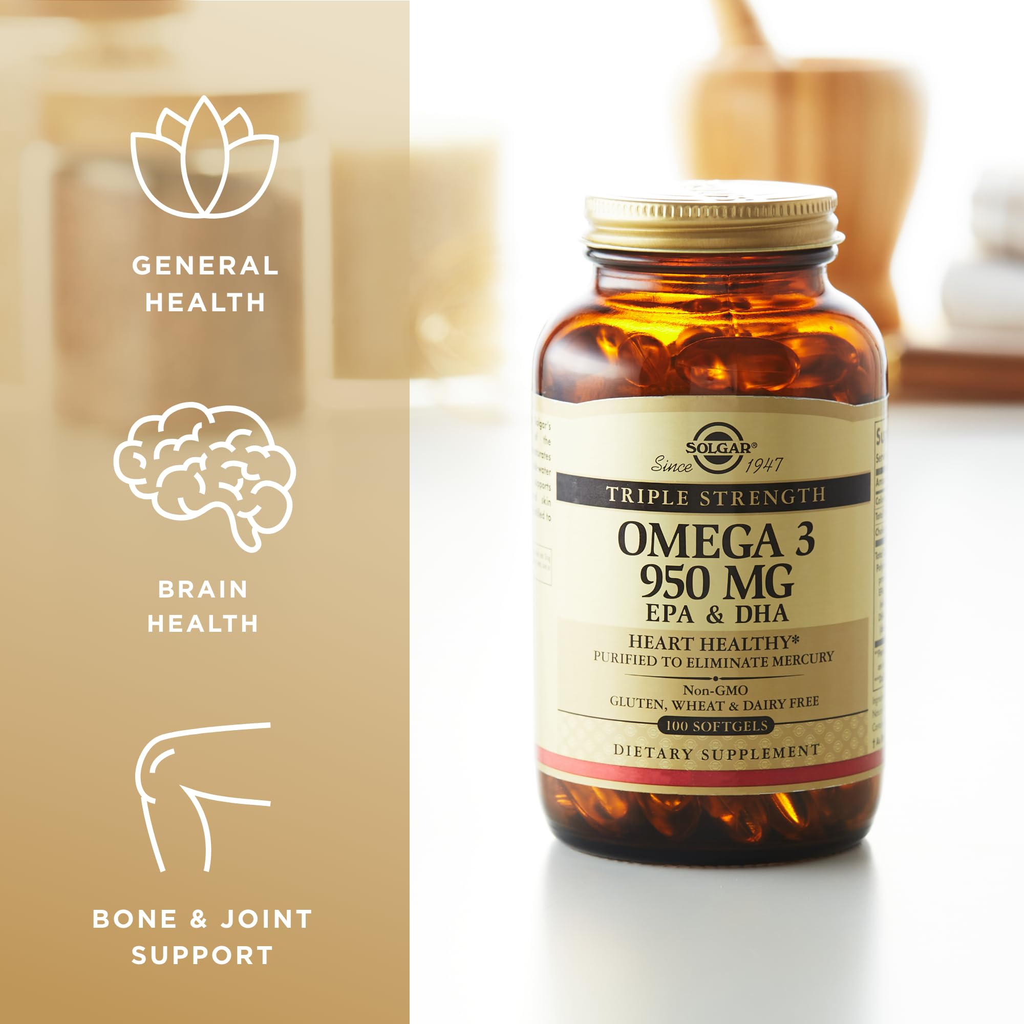 Solgar Omega-3 950 mg pack of two bottles for convenient daily use