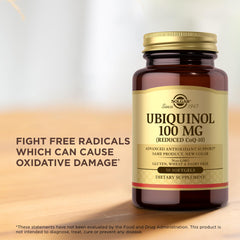 Solgar ubiquinol gluten-free and dairy-free claim on packaging.