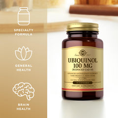 Solgar ubiquinol softgels in hand for easy daily supplementation.