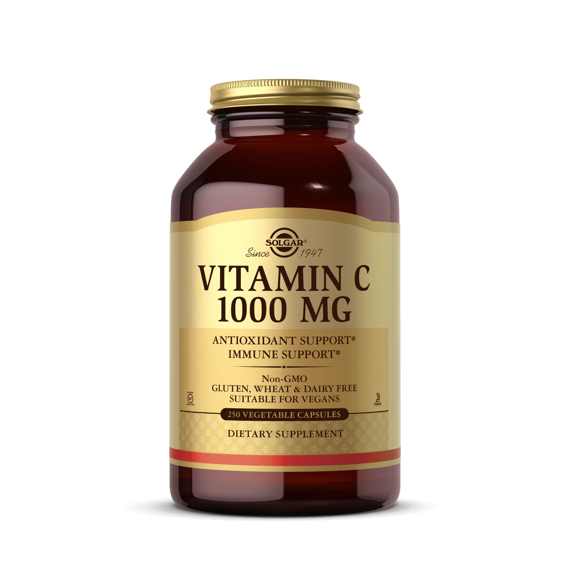 Solgar Vitamin C 1000 mg bottle front view for daily immune support.
