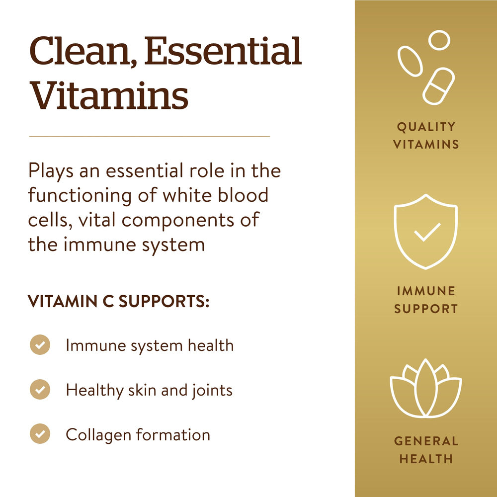 Solgar Vitamin C 1000 mg bottle on counter ready to use.