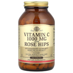 Solgar Vitamin C non-GMO label close-up highlighting gluten-free formulation