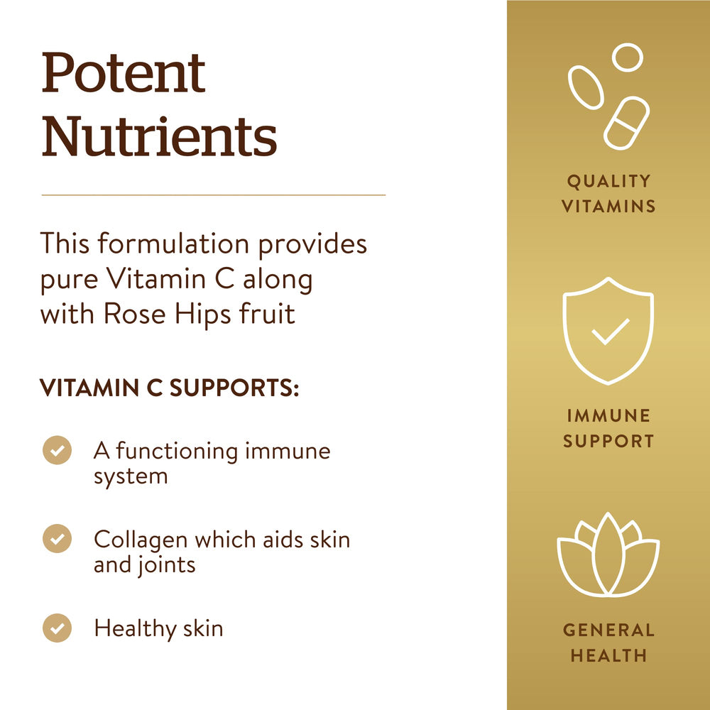 Solgar Vitamin C vegan kosher packaging for clean supplement