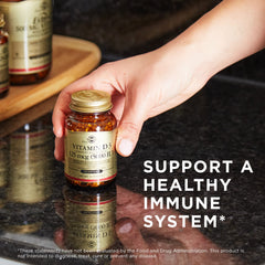 Solgar Vitamin D3 product image signals immune support and neuromuscular function potential