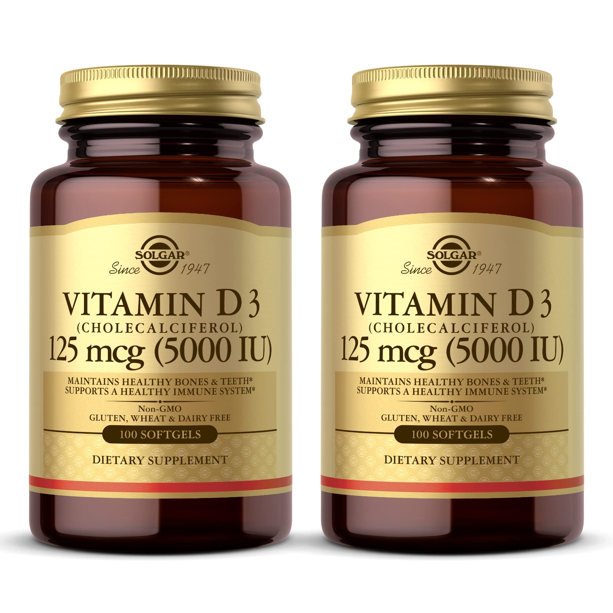 Solgar Vitamin D3 softgels bottle front highlighting daily bone support