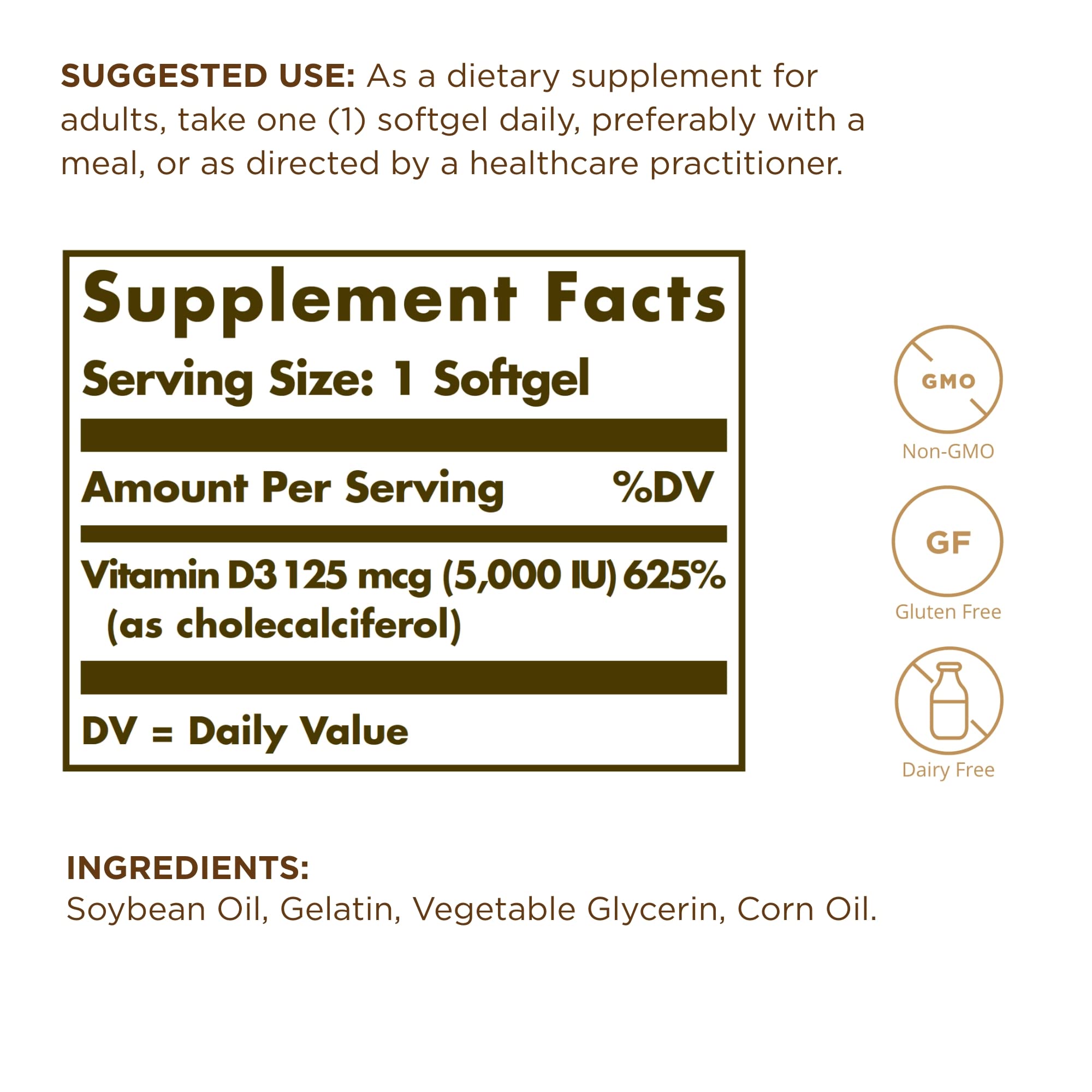 Solgar Vitamin D3 softgels pour demonstrates easy daily intake for D3