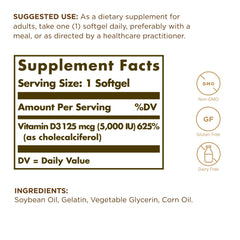 Solgar Vitamin D3 softgels pour demonstrates easy daily intake for D3