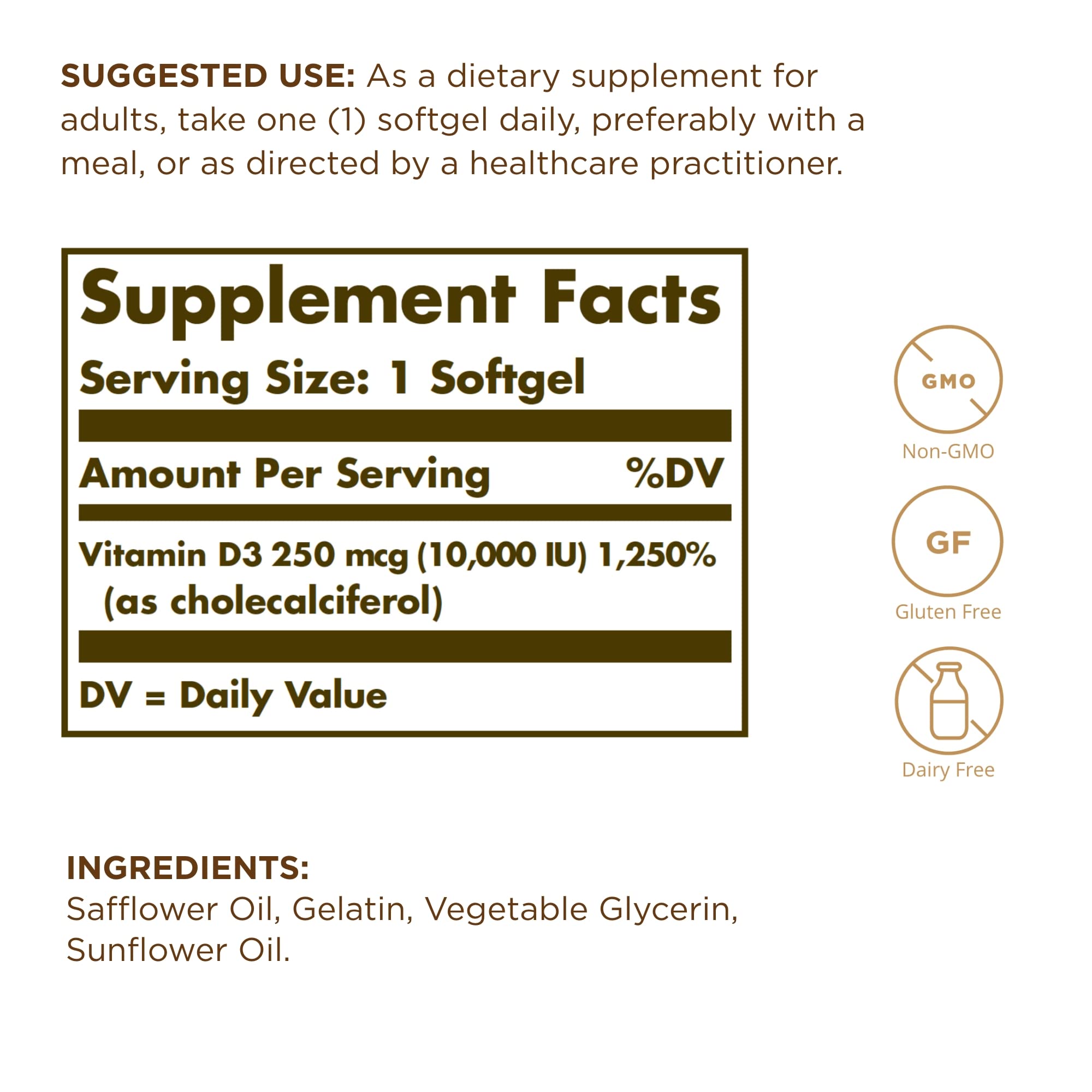 Solgar Vitamin D3 softgels pour demonstrates easy daily dosing and absorption.