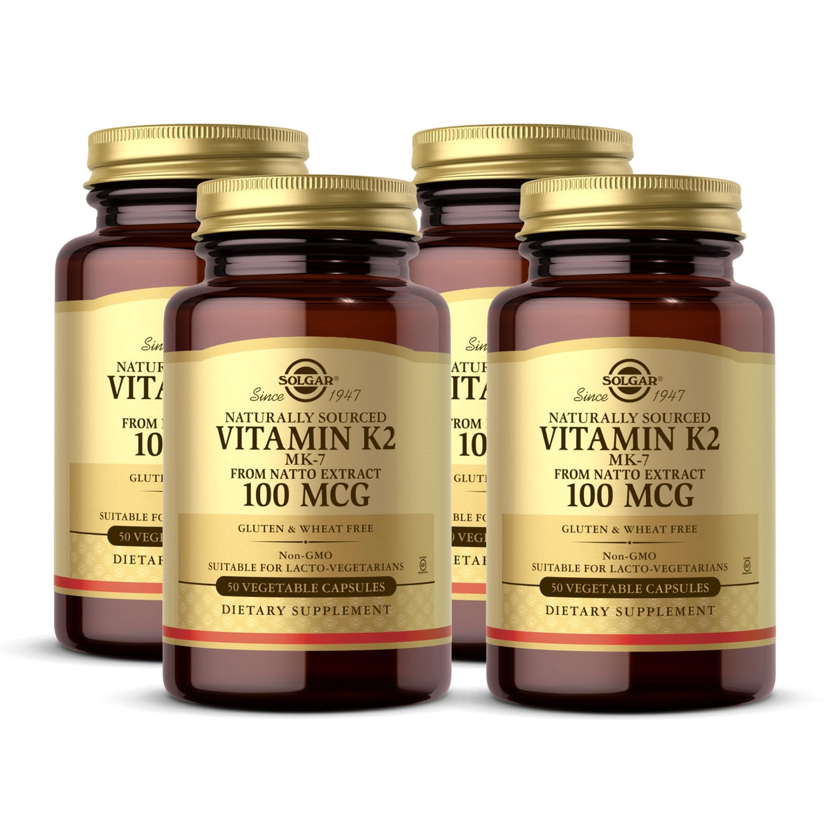 Solgar Vitamin K2 MK-7 bottle for daily supplementation supporting bone health.