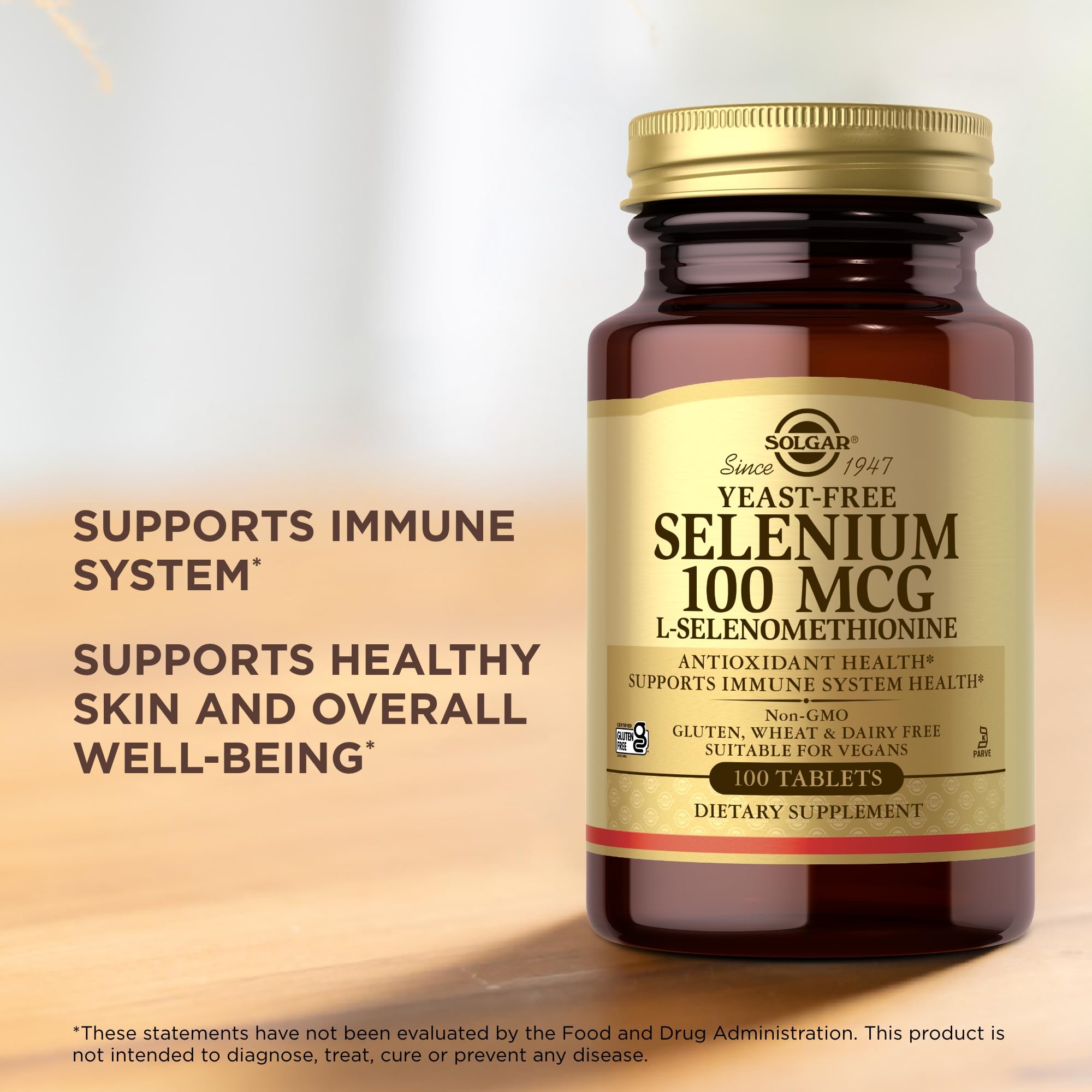 Solgar yeast-free selenium gluten-free and dairy-free for sensitive diets