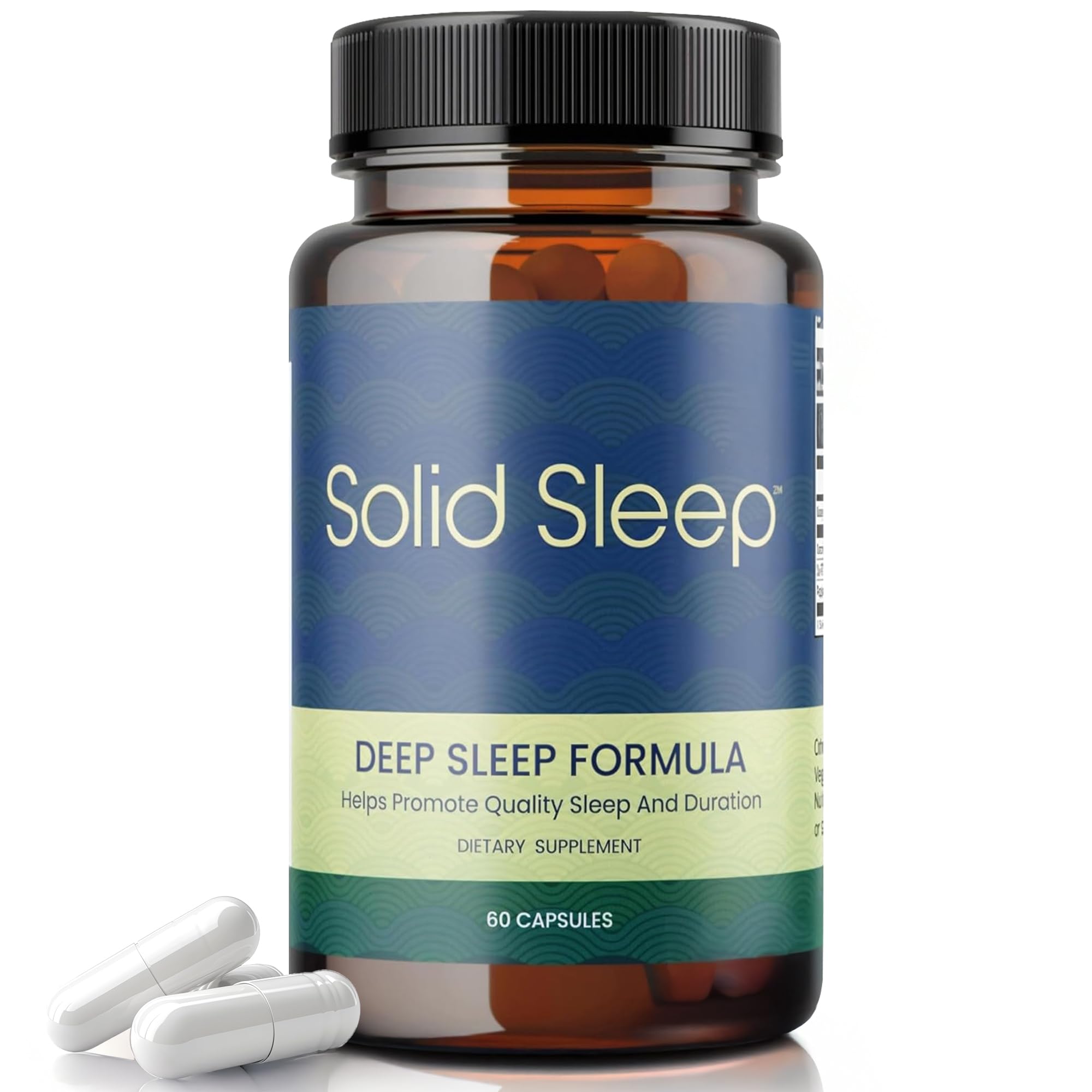 Solid Sleep Deep Sleep Formula bottle front with vegan capsules for calm nights
