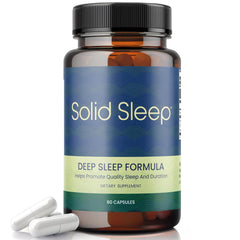 Solid Sleep Deep Sleep Formula bottle front with vegan capsules for calm nights