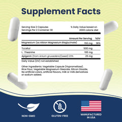 Close-up of Solid Sleep Deep Sleep Formula capsules with magnesium and L-theanine