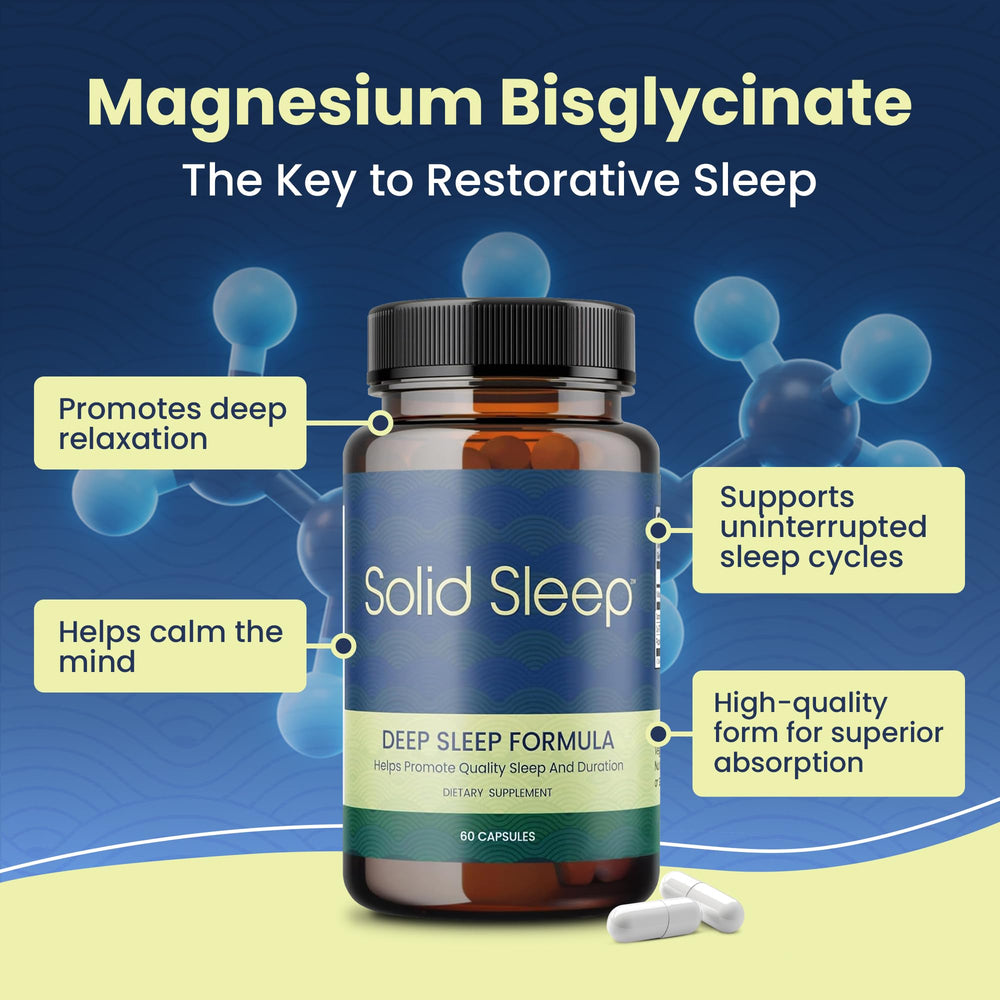 Solid Sleep Deep Sleep Formula packaging showing vegan and allergen-free claims