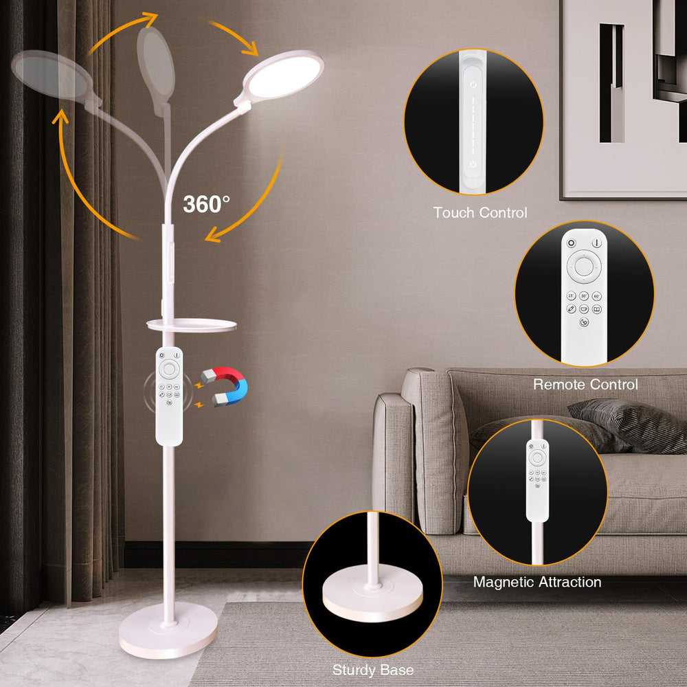 SOLLA 2-in-1 lamp supports floor and desk use with height adjust.