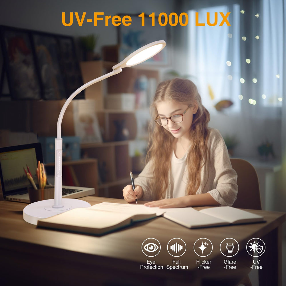 SOLLA light therapy lamp tray design keeps essentials within reach.