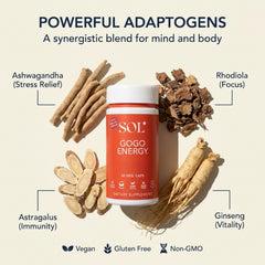 Sol Nutrition GoGo Energy capsules for convenient, sustained energy throughout the day