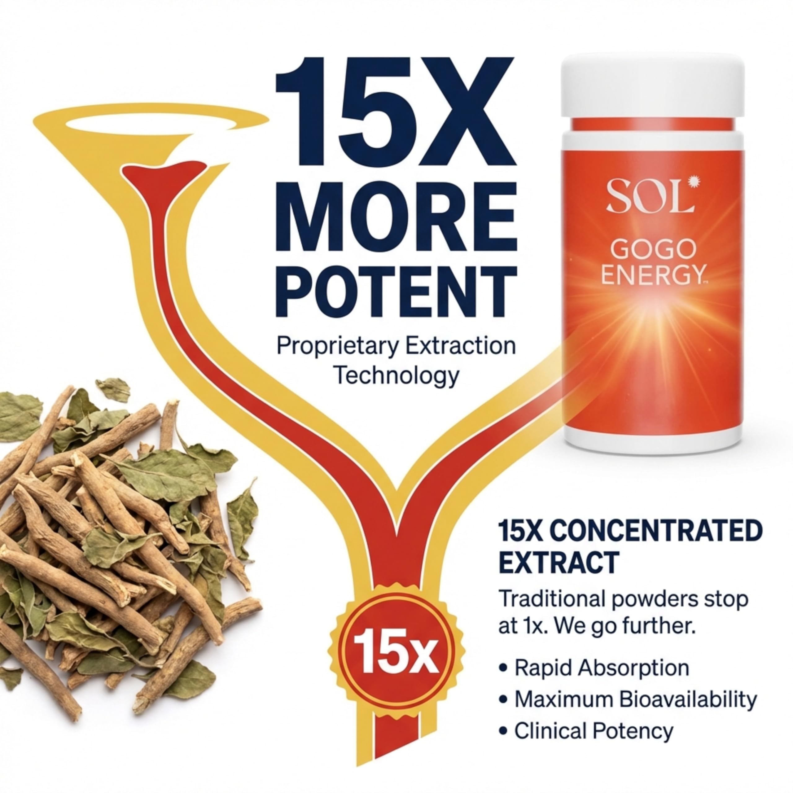 Sol Nutrition GoGo Energy herbal blend featuring ashwagandha for balanced support