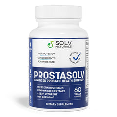SOLV NATURALS Prostsolv bottle close-up highlighting vegan capsules for daily prostate support