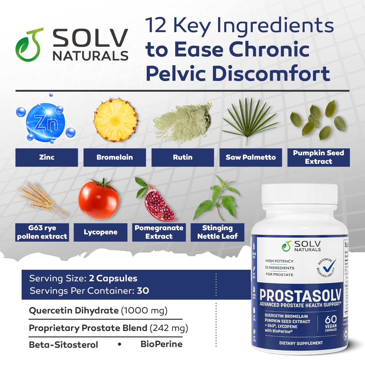 SOLV NATURALS Prostsolv bottle with packaging on clean surface