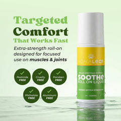 SomaLeaf Soothe Roll-On applied to a sore area for targeted comfort