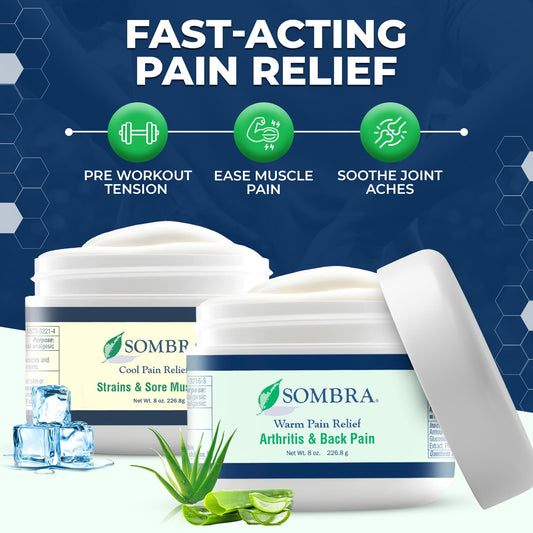 Sombra Cool Therapy Gel 8oz jar highlights post-workout cooling relief