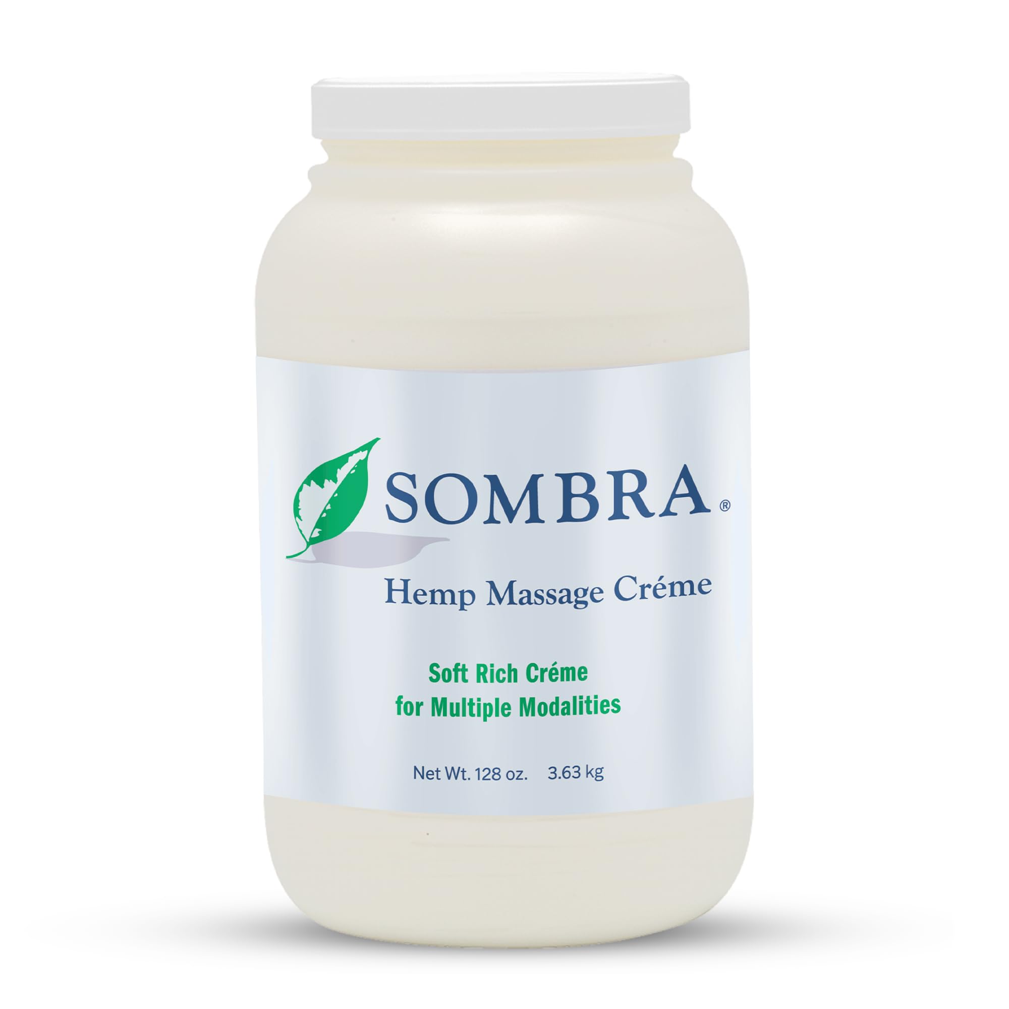 Sombra Hemp Massage Creme 128oz bottle for relaxing sore muscles after workouts