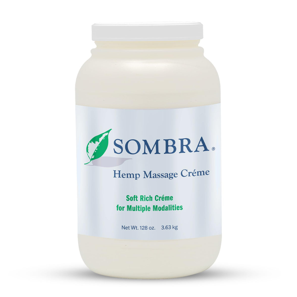 Sombra Hemp Massage Creme 128oz bottle for relaxing sore muscles after workouts
