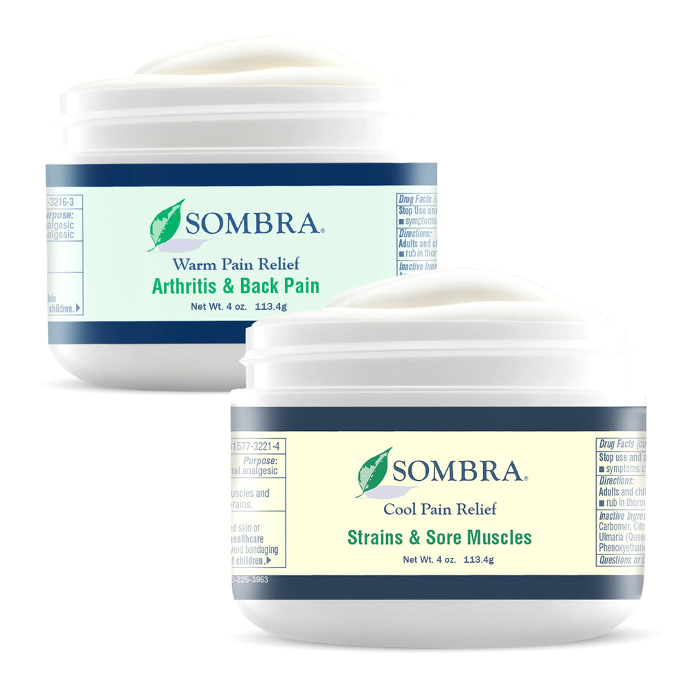 Sombra warm and cool pain relief gel jar 4oz for at home relief