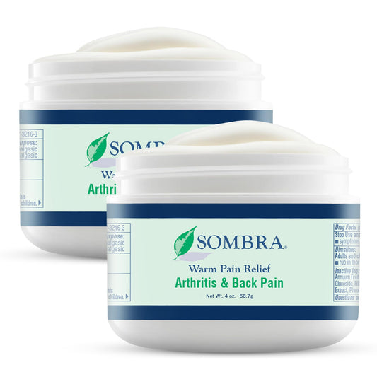 Sombra Warm Pain Relief Gel bottle top view for quick access and cooling.