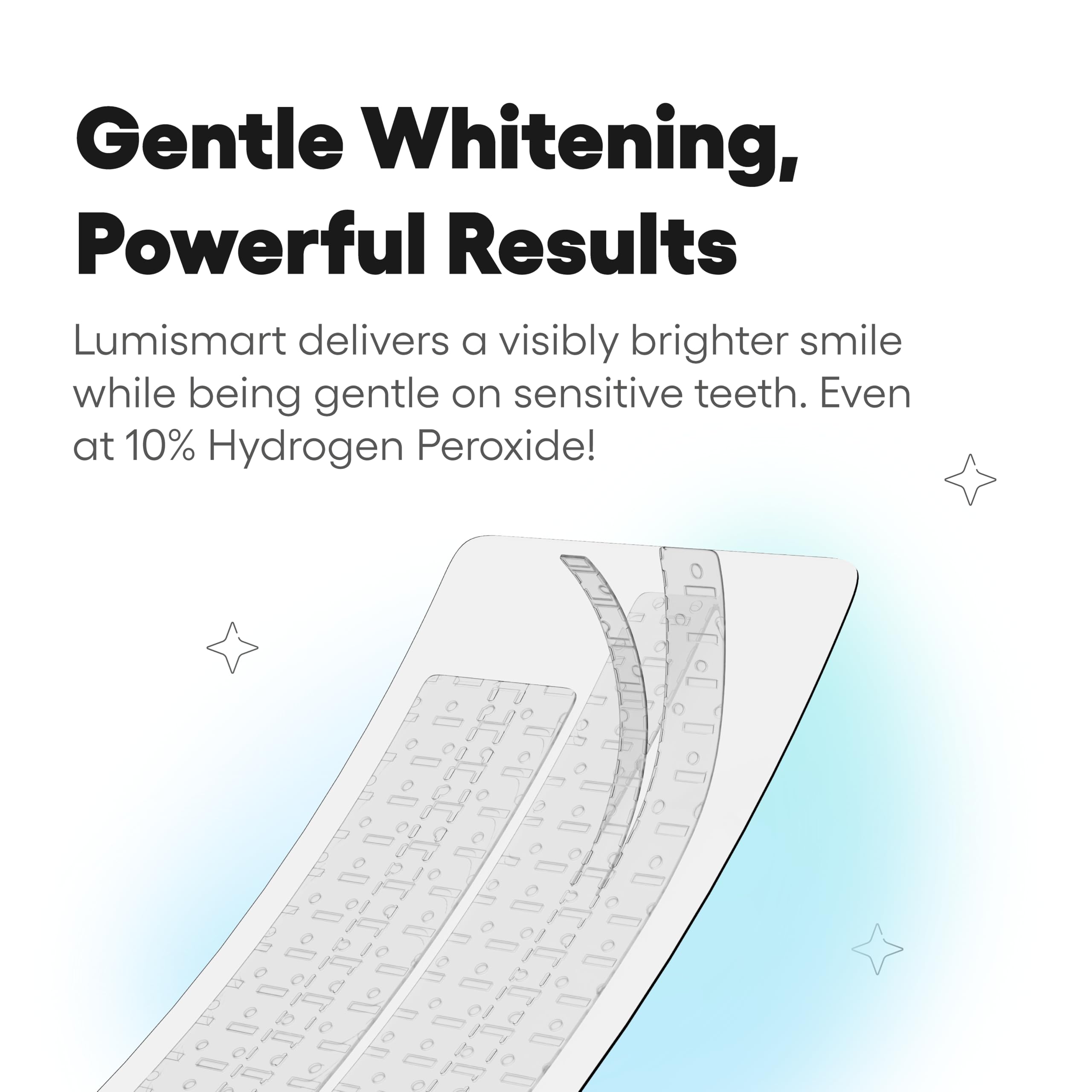 Something Nice Lumismart mint strip being applied for comfortable whitening.