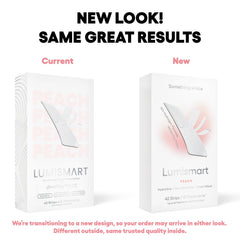 Something Nice Lumismart whitening strips peach enamel-safe formula supports gentle whitening.